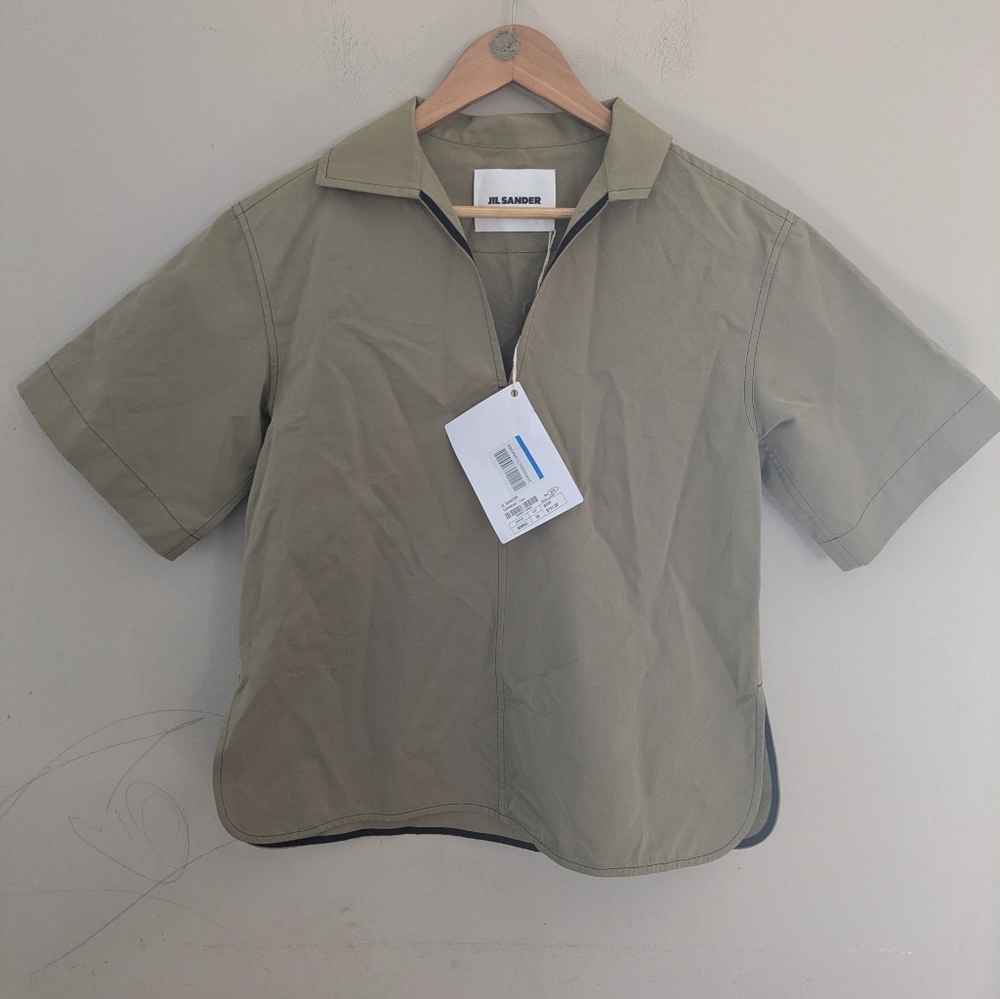 Jil Sander Olive Polo Short Sleeve Shirt Size XXS